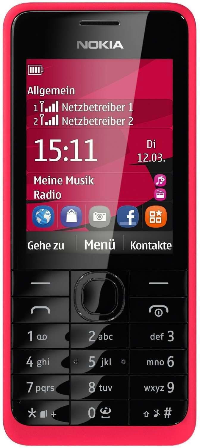 Nokia 301 Dual-SIM Handy Mobile Phone Quad-Band UMTS GPRS Bluetooth Kamera MP3 wie Neu