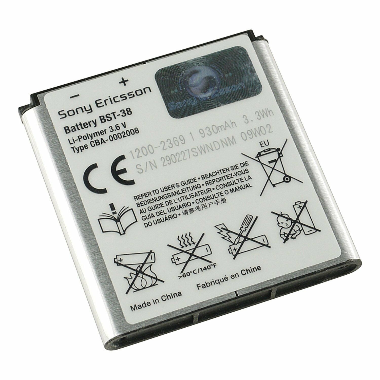 Original Sony Ericsson BST-38 Li-Polymer Akku (C510 C902 C905 K770i K850i S500i W995i Xperia e10 X10